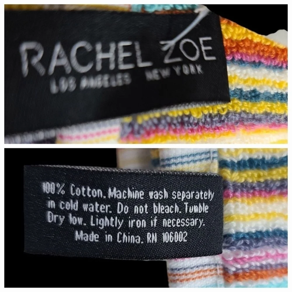 8pc Rachel Zoe Cotton Rainbow Striped Multicolored Bath Hand Washcloth Towel Set